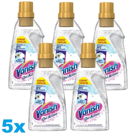 Vanish Oxi Action Gel – 5 x 1400ml – Vlekverwijderaar voor Witte Was – Stralend Wit