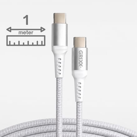 Grixx USB C naar USB C kabel - 60W - snelladen - 1 meter - wit