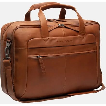 The Chesterfield Brand Waxed Pull Up Dames laptoptas - 17 inch - Werktas A4 - Leer - Cognac