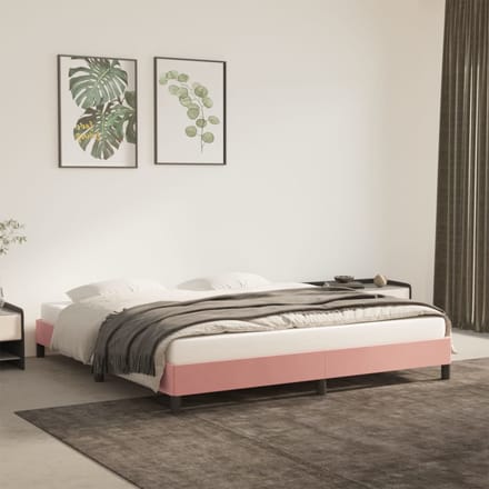 vidaXL - Bedframe - fluweel - roze - 160x200 - cm