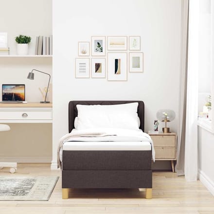 vidaXL - Boxspring - bed - met - hoofdeinde - Donkerbruin - 80 - x - 200 - cm - Stof