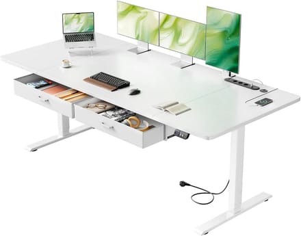 Elektrisch Bureau - Zit Sta Bureau - Thuiswerken Kantoor - Geïntegreerd Stopcontact - 180 x 80 cm - Wit