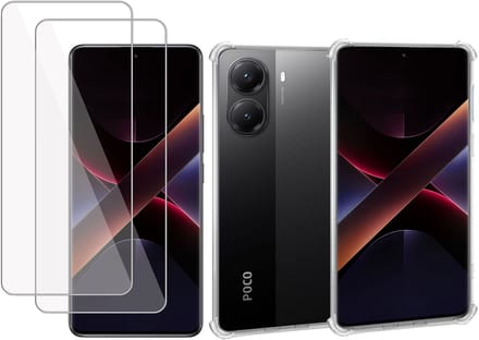 ChiGuard Hoesje & 2x Screenprotector geschikt voor Poco X7 Pro – Gehard Glas Cover + Shock Proof Case – Transparant