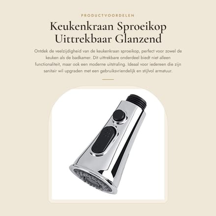 Dailygoods- Sproeikop - Douchekop - Keukenkraan - Vervangend Onderdeel - ABS - G1 2 Buitendraad