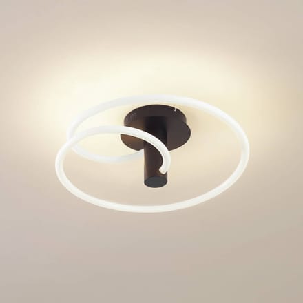 Lucande LED plafondlamp Valenora, wit/zwart, PC, Ø 49cm
