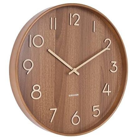 Karlsson Wandklok Pure - Donker lindehout - Medium - Ø40cm - Scandinavisch