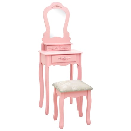 Ensemble Table de Maquillage avec Tabouret Rose 50 x 59 x 136 cm Bois de Paulownia