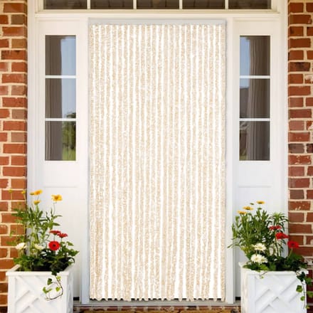 vidaXL - Vliegengordijn - 100x200 - cm - chenille - beige - en - wit