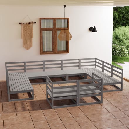 vidaXL - 11-delige - Loungeset - massief - grenenhout