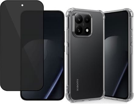 TechNow Hoesje + Privé Screenprotector geschikt voor Xiaomi 15T Hoesje Screenprotector - Privacy Tempered Glass - Case Transparant
