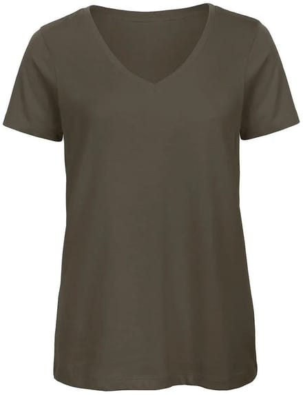 Dames-T-shirt met V-hals B&C Organic Inspire
