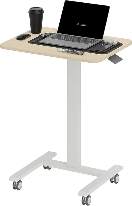 Sta-bureau - Verstelbare tafel - Staand werken - Met wielen - 65 x 48 cm - Geel