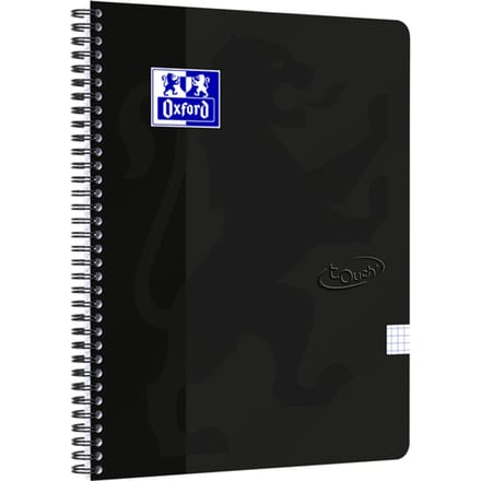 Oxford Touch - Schrijfblok - A4 - Geruit - 140 pagina's - 90g - soft cover - zwart