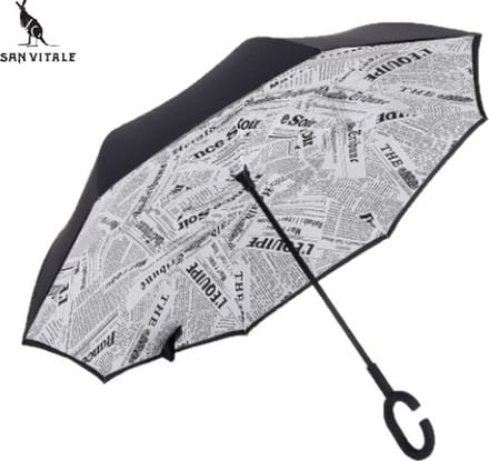 San Vitale® - Unieke reversible Windproof Paraplu - Paraplu opvouwbaar - Paraplu's - Krant Wit