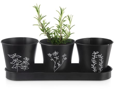 Orion Bloempot Metaal - 4 Stuks - Zwart
