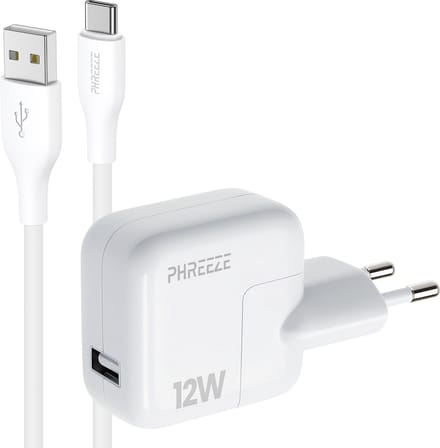 Phreeze usb lader 12 W - Usb A naar usb C kabel 1 meter - Usb C kabel voor tablet en telefoon