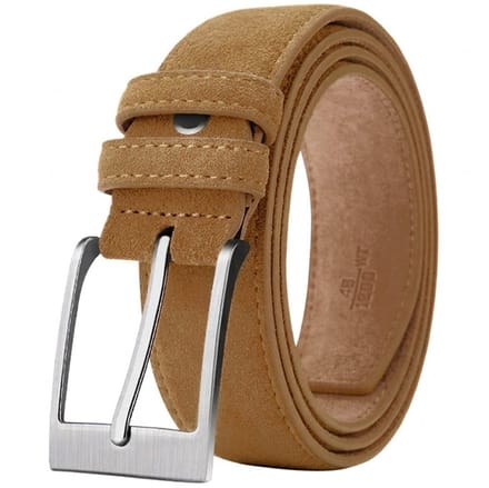 Sorprese Riem Heren - Camel - Suède - 105 cm - Broekriem - Inkortbaar - Verstelbaar