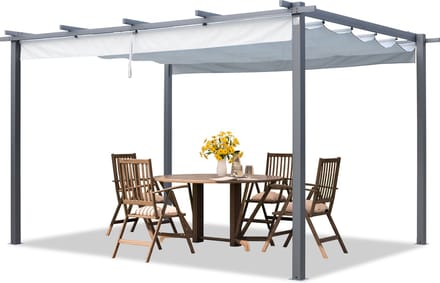 PRIMEYARD Pergola 3x4 m paviljoen met verstelbaar dak stalen frame grijs