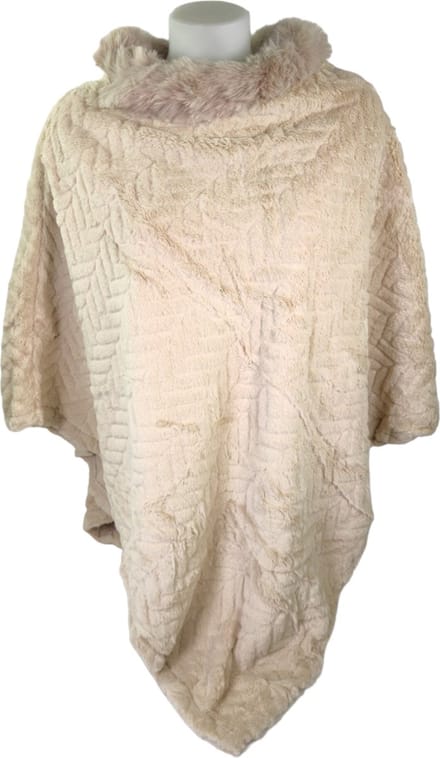 Qischa® - Dames Poncho - Mantel - Winter poncho - One size - beige