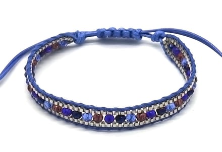 Armband Dames - Glaskralen - Verstelbaar - Blauw