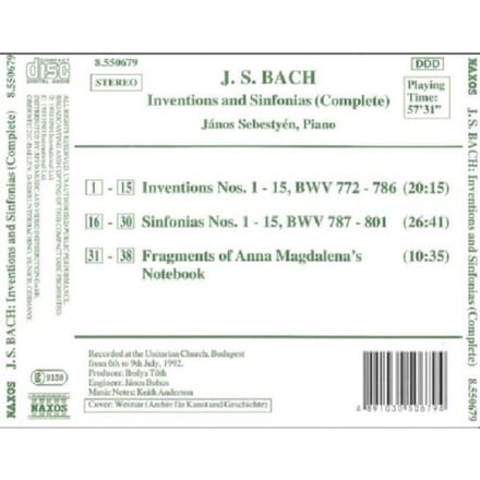 Janos Sebestyen - J.S. Bach: Inventions & Sinfonias (CD)