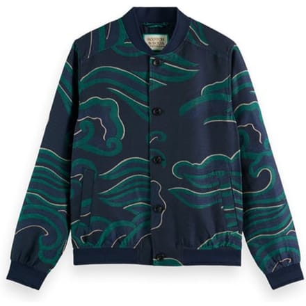 Scotch & Soda Lightweight Jacquard Bomber Jacket Wave Blue Größe: S | Bomberjacken Outlet | Herren | Blau