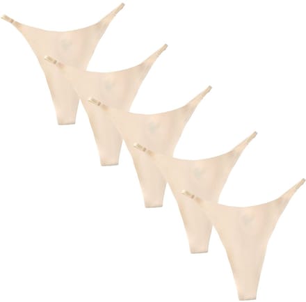 Emilie collection - ondergoed - string – Set van 5 - Minimalistische met Smalle Band – beige