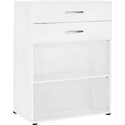 PALENQUE combi-boekenkast, 3 OH, 2 open vakken + 2 laden, B 800 x D 400 x 1104 mm, wit