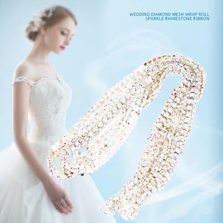 DIY 3 Rijen Diamant Mesh Wrap Rol Kristal Strass Lint Decoratie (Zilver) white