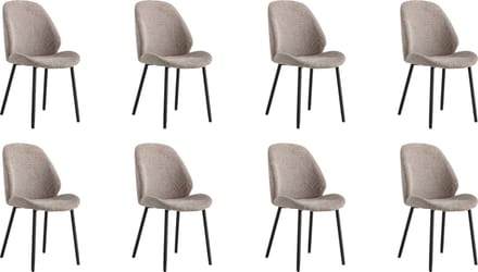 QUVIO Eetkamerstoelen Lola - Eetkamerstoel - Grijze stoel - Polyester - Staal - Grijs - Set van 8