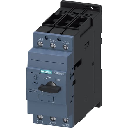 Siemens 3RV2031-4VA10 Vermogensschakelaar 1 stuk(s) Instelbereik (stroomsterkte): 35 - 45 A Schakelspanning (max.): 690 V/AC (b x h x d) 55 x 140 x...