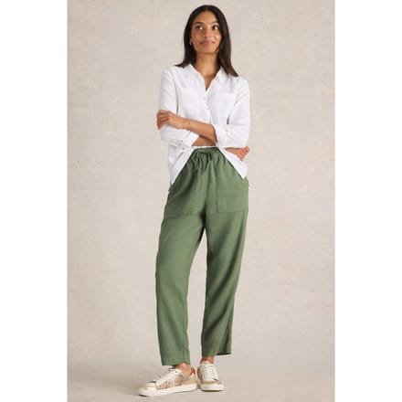 White Stuff Elle Linen Blend Trouser Mid Green Maat: 6 LONG | Straight Broeken Outlet | Dames | Groen