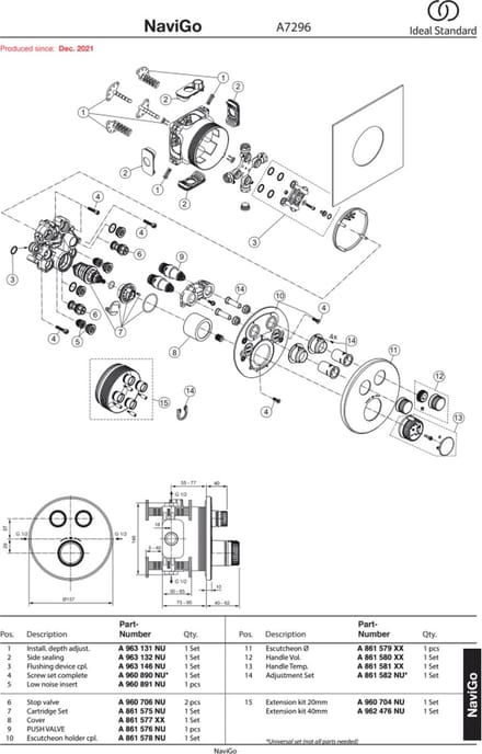 Ideal Standard CeraTherm Navigo - Inbouwthermostaat, opbouwdeel, 2 gebruikers, Brushed Gold A7296A2