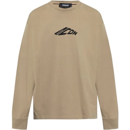 Dsquared2 Khaki T-shirt Met Lange Mouwen, Zwart, Elastisch, Met Iconisch Logo