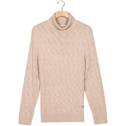 Thomas Maine Trui Rollneck Allover Multi Diagonal Cable Knit Beige / male