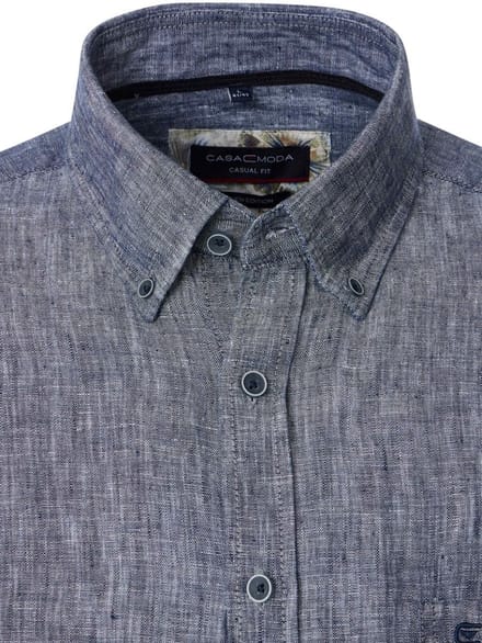 Linnen Casa Moda Blauw Overhemd Button Down Boord - L
