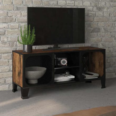 vidaXL - Tv-meubel - 105x36x47 - cm - metaal - en - MDF - rustiek - bruin