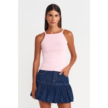 Slim Fit Halter Gebreide Blouse met Strikdetail