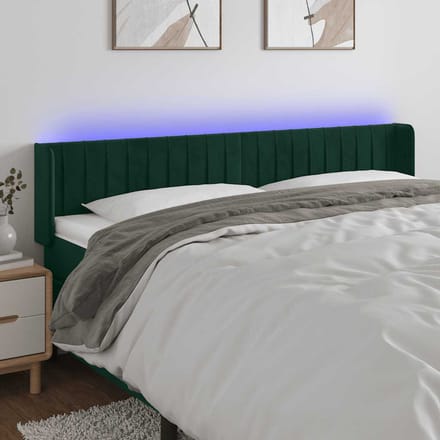 vidaXL - Hoofdbord - LED - 163x16x78/88 - cm - fluweel - donkergroen