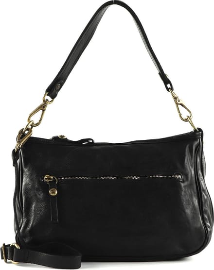 CAMPOMAGGI Leren Schoudertas Eracle Shoulder Bag Nero Zwart