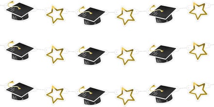 Boland Hangdecoratie slinger geslaagd thema - 3x - zwart/goud - karton - 3 meter - examenfeest versiering