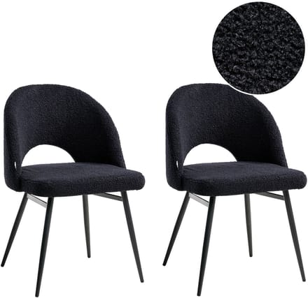 ONAGA - Eetkamerstoel set van 2 - Zwart - Bouclé