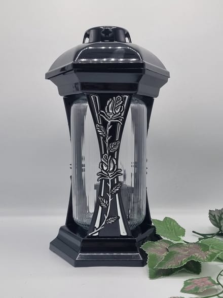 Herdenkingslicht - L-40 - Roos - Lantaren - Zilver - Incl LED wit (Zwart) - Windlicht - Graflicht