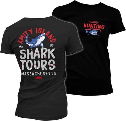 Jaws Dames Tshirt -S- Amity Island Shark Tours Zwart