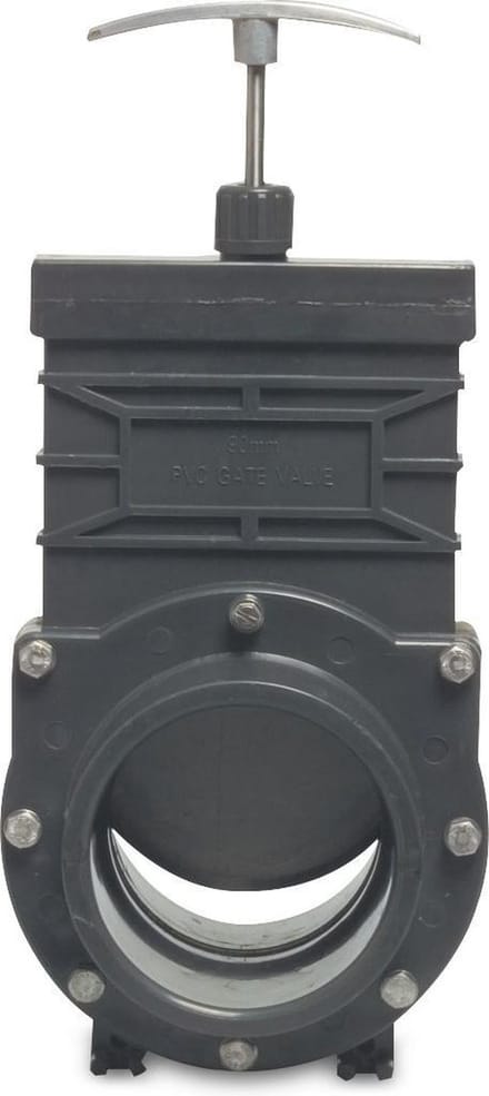 Mega Schuifafsluiter PVC-U 90 mm lijmmof 1,5bar grijs