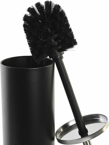 Items WC/Toiletborstel - 2x stuks - klassieke houder - polystone - zwart - 39 x 10 cm