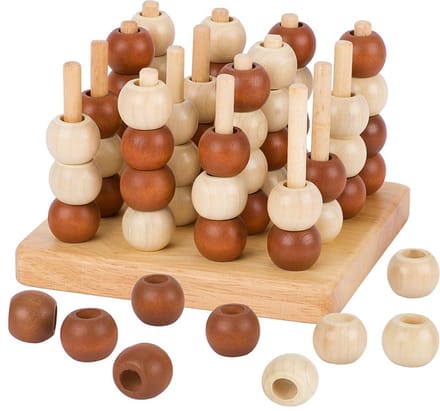 GOKI Spel - Spel Tic Tac Toe 3D - 13X13X8.5Cm - Hout - 6 Jaar