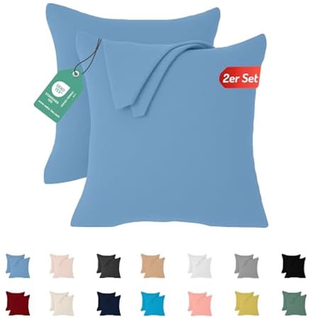 Set van 2 kussenslopen 40 x 40 cm van 100% katoen jersey