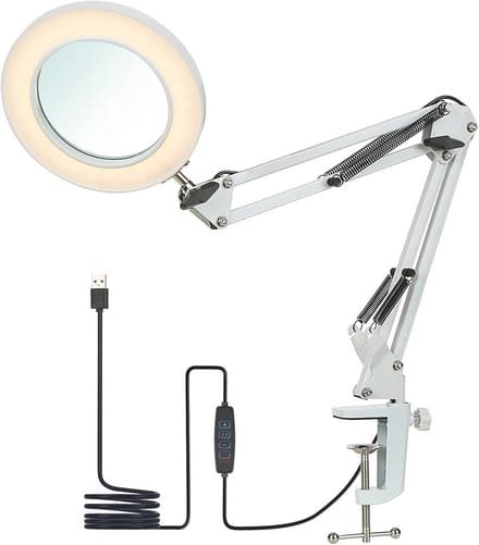 Flexibele LED vergrootlamp met dimbare verlichting en zwenkarm voor precisiewerk