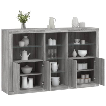 vidaXL - Dressoir - met - LED-verlichting - 162x37x100 - cm - grijs - sonoma - eiken